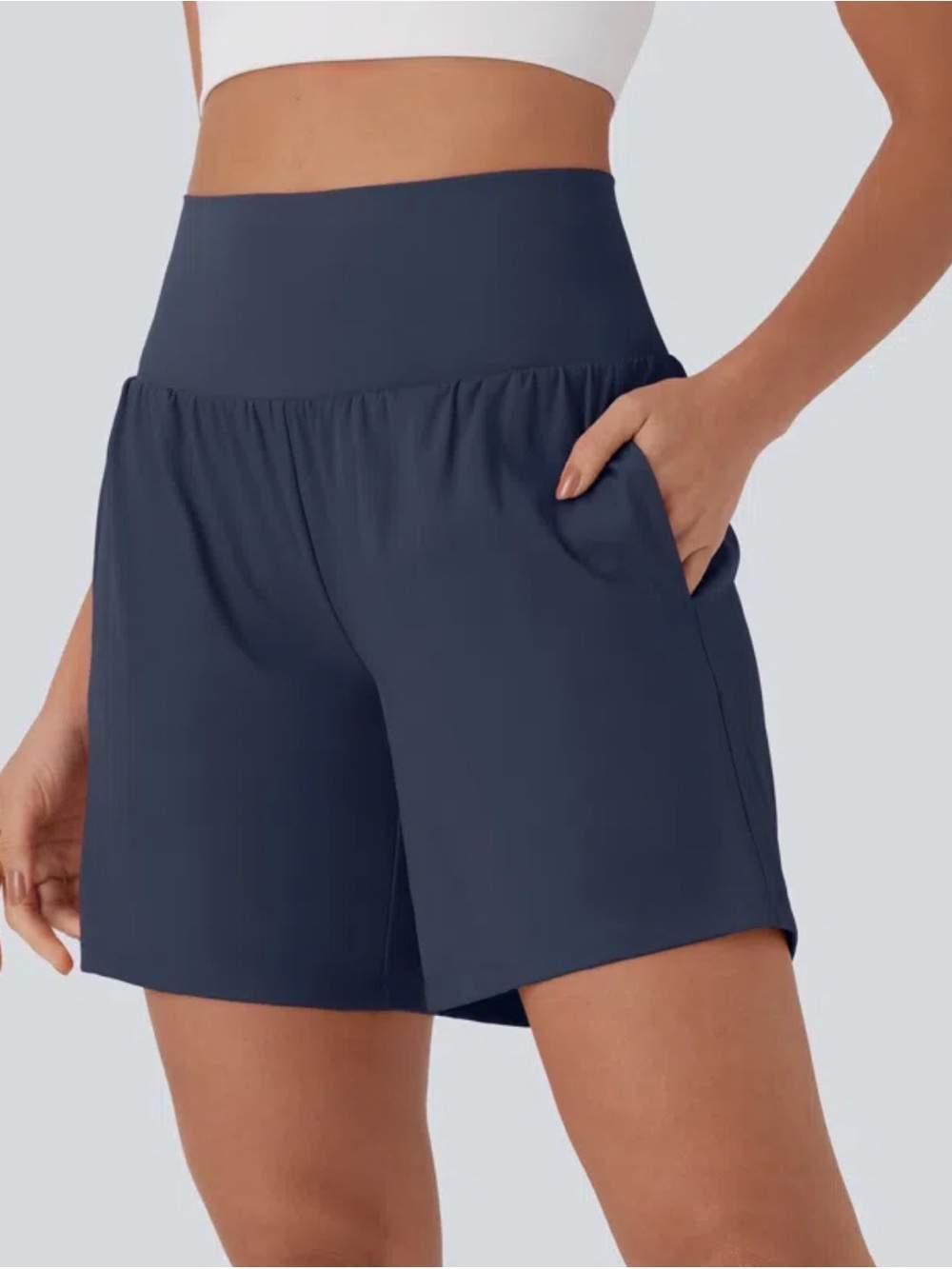 Halara SoftlyZero Airy Super High Waisted 2-in-1 InstantCool Yoga Shorts 7” L